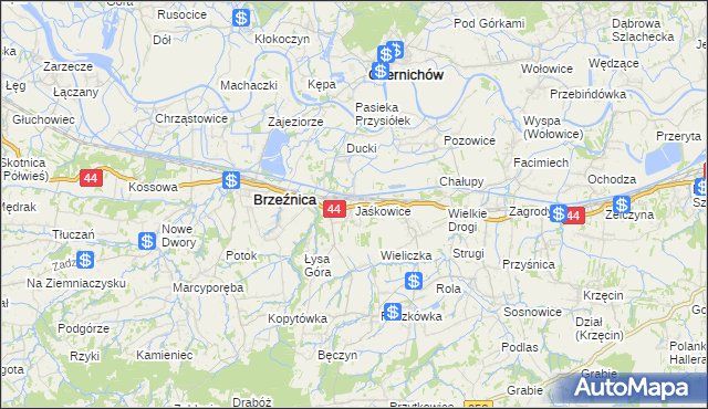 mapa Jaśkowice gmina Skawina, Jaśkowice gmina Skawina na mapie Targeo