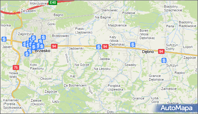 mapa Jastew, Jastew na mapie Targeo