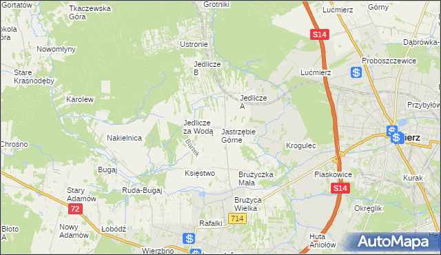 mapa Jastrzębie Górne, Jastrzębie Górne na mapie Targeo