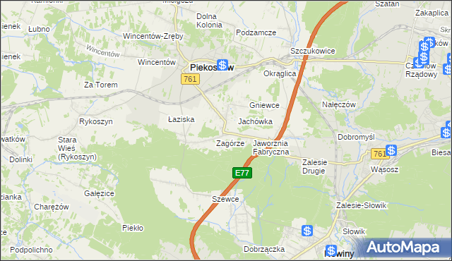 mapa Jaworznia, Jaworznia na mapie Targeo
