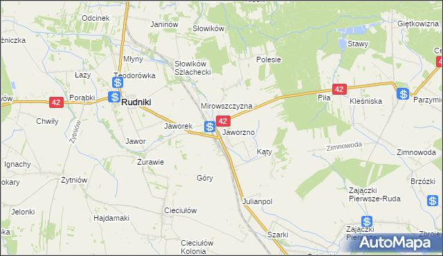 mapa Jaworzno gmina Rudniki, Jaworzno gmina Rudniki na mapie Targeo