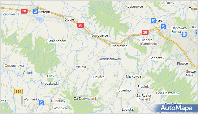 mapa Jędruszkowce, Jędruszkowce na mapie Targeo
