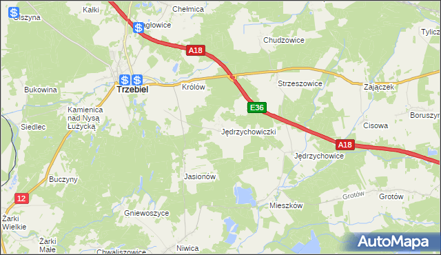 mapa Jędrzychowiczki, Jędrzychowiczki na mapie Targeo