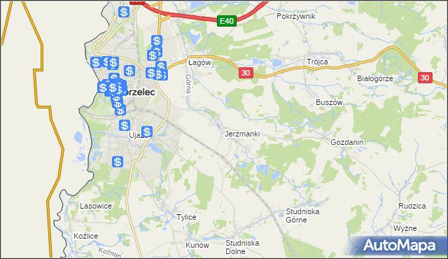 mapa Jerzmanki, Jerzmanki na mapie Targeo