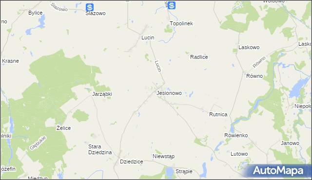 mapa Jesionowo gmina Przelewice, Jesionowo gmina Przelewice na mapie Targeo