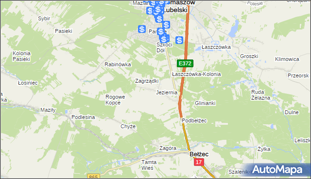 mapa Jeziernia, Jeziernia na mapie Targeo