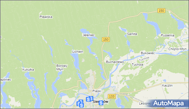 mapa Jeziorno gmina Sieraków, Jeziorno gmina Sieraków na mapie Targeo