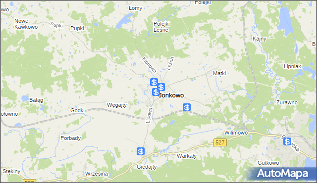 mapa Jonkowo, Jonkowo na mapie Targeo