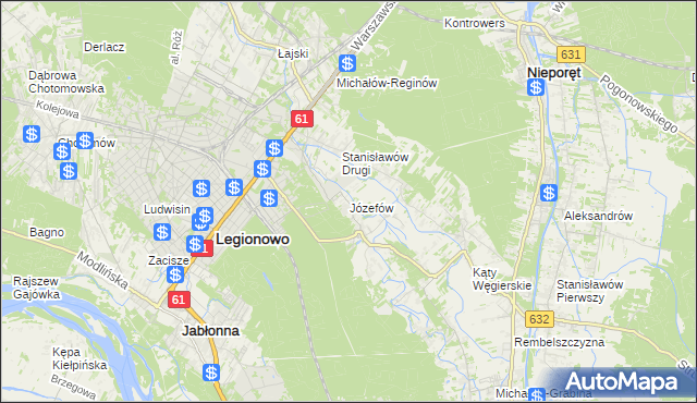 mapa Józefów gmina Nieporęt, Józefów gmina Nieporęt na mapie Targeo