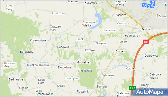 mapa Józefów gmina Wróblew, Józefów gmina Wróblew na mapie Targeo