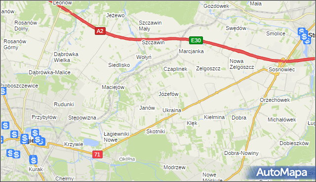 mapa Józefów gmina Zgierz, Józefów gmina Zgierz na mapie Targeo