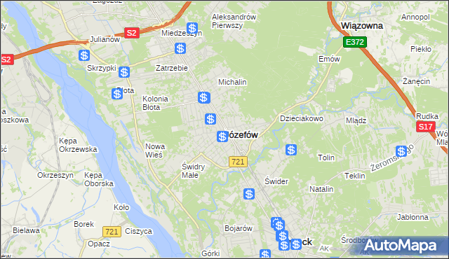 mapa Józefów powiat otwocki, Józefów powiat otwocki na mapie Targeo