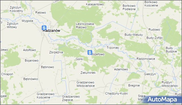 mapa Józefowo gmina Radzanów, Józefowo gmina Radzanów na mapie Targeo