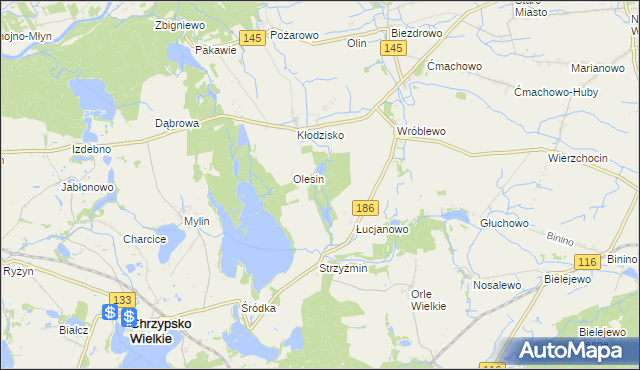 mapa Józefowo gmina Wronki, Józefowo gmina Wronki na mapie Targeo