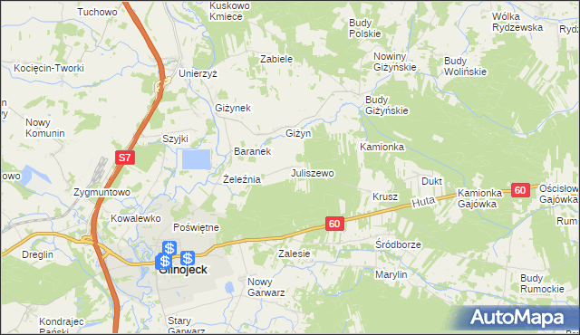 mapa Juliszewo, Juliszewo na mapie Targeo