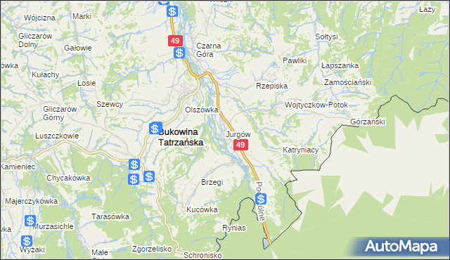mapa Jurgów, Jurgów na mapie Targeo