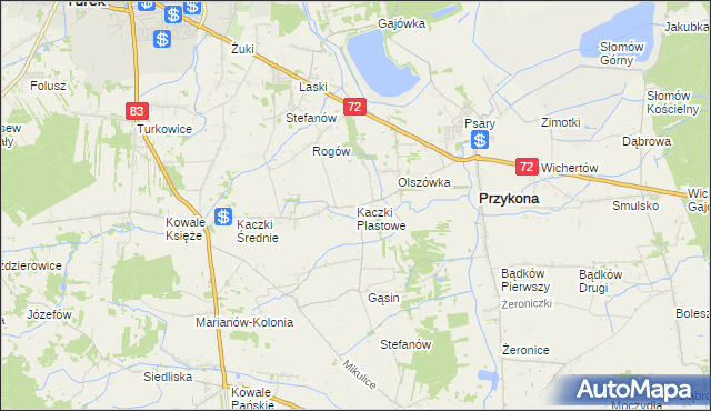 mapa Kaczki Plastowe, Kaczki Plastowe na mapie Targeo