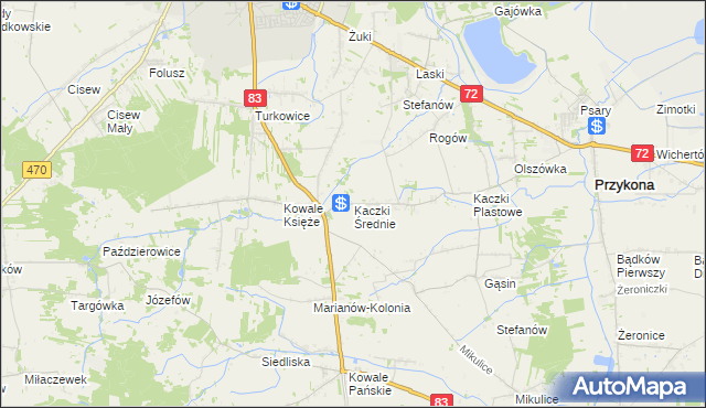 mapa Kaczki Średnie, Kaczki Średnie na mapie Targeo