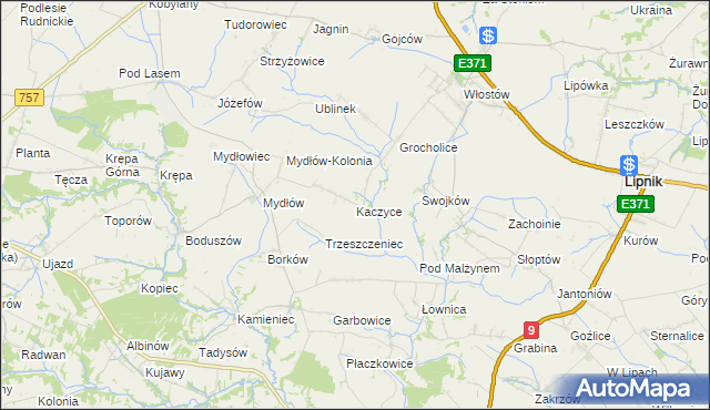 mapa Kaczyce gmina Lipnik, Kaczyce gmina Lipnik na mapie Targeo