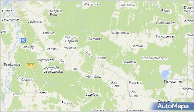 mapa Kaleń gmina Przedbórz, Kaleń gmina Przedbórz na mapie Targeo