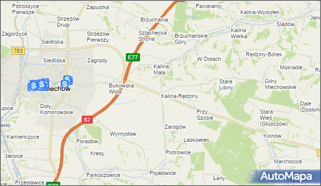 mapa Kalina-Rędziny, Kalina-Rędziny na mapie Targeo