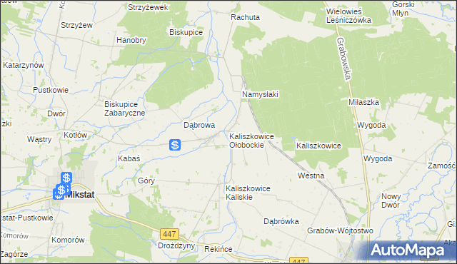 mapa Kaliszkowice Ołobockie, Kaliszkowice Ołobockie na mapie Targeo