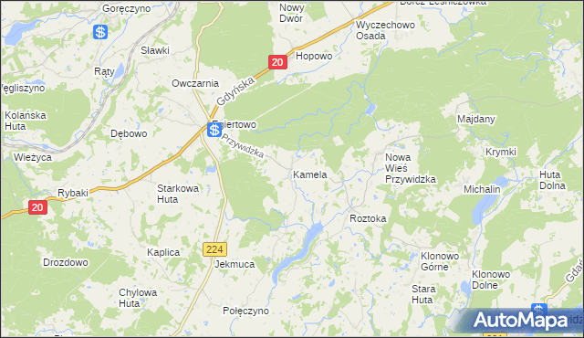 mapa Kamela, Kamela na mapie Targeo