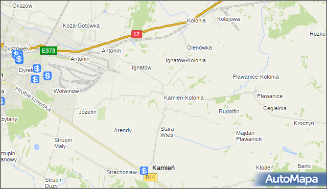 mapa Kamień-Kolonia gmina Kamień, Kamień-Kolonia gmina Kamień na mapie Targeo