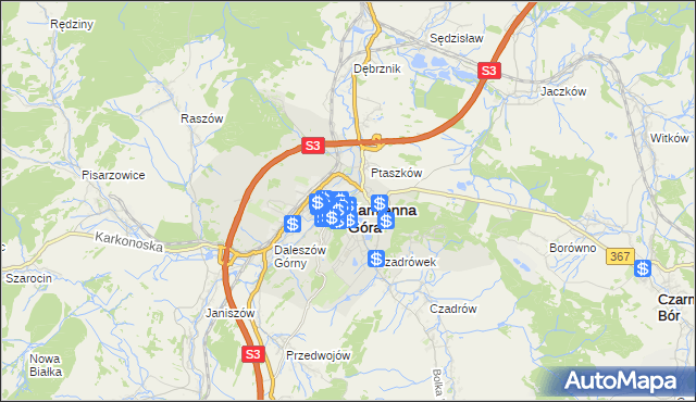 mapa Kamienna Góra, Kamienna Góra na mapie Targeo