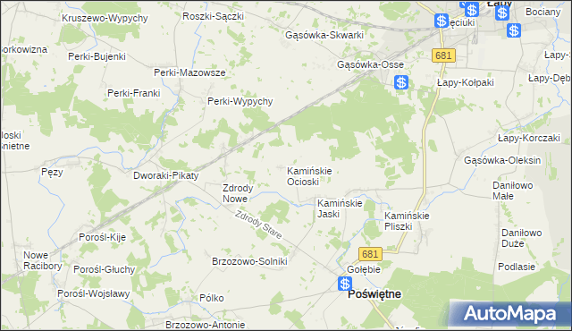 mapa Kamińskie Ocioski, Kamińskie Ocioski na mapie Targeo
