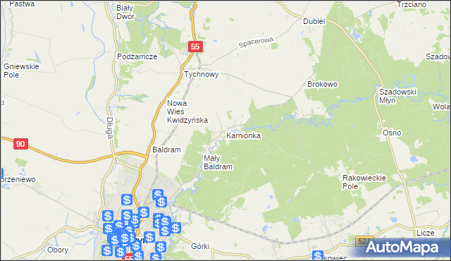 mapa Kamionka gmina Kwidzyn, Kamionka gmina Kwidzyn na mapie Targeo