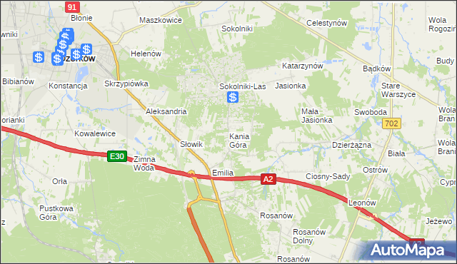 mapa Kania Góra, Kania Góra na mapie Targeo