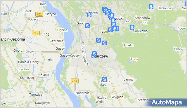 mapa Karczew powiat otwocki, Karczew powiat otwocki na mapie Targeo