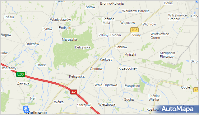 mapa Karkosy, Karkosy na mapie Targeo