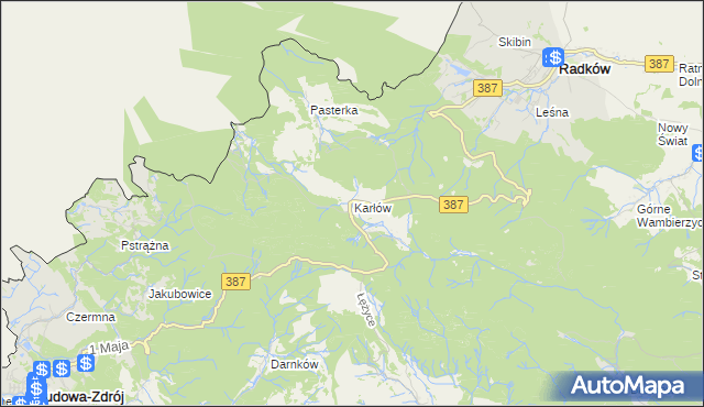 mapa Karłów gmina Radków, Karłów gmina Radków na mapie Targeo