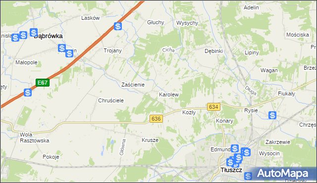 mapa Karolew gmina Dąbrówka, Karolew gmina Dąbrówka na mapie Targeo