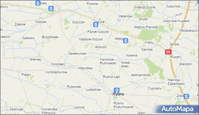 mapa Karolków Rybnowski, Karolków Rybnowski na mapie Targeo