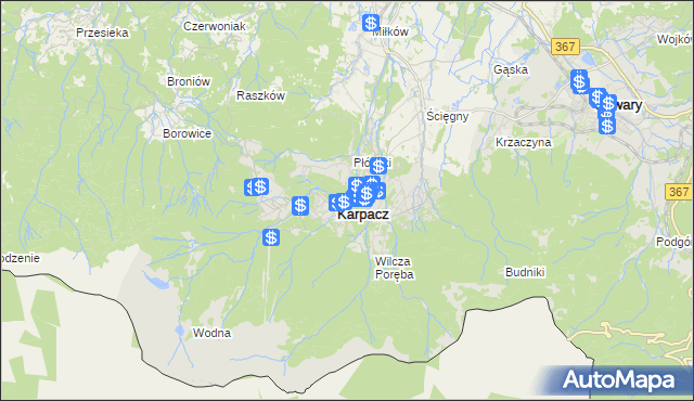 mapa Karpacz, Karpacz na mapie Targeo