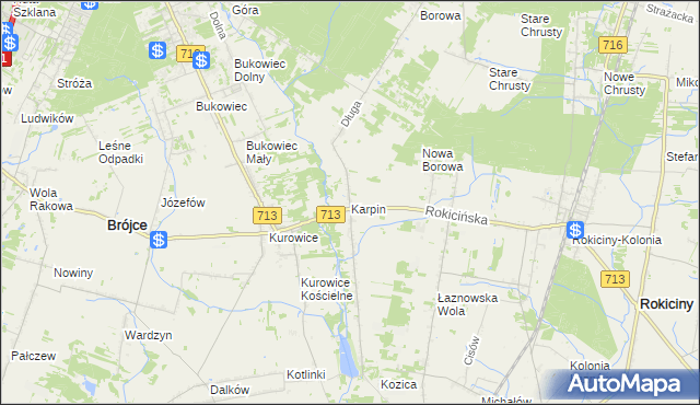 mapa Karpin gmina Brójce, Karpin gmina Brójce na mapie Targeo