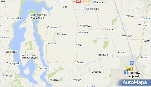 mapa Karsk gmina Kruszwica, Karsk gmina Kruszwica na mapie Targeo