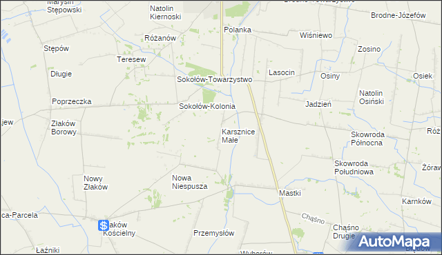 mapa Karsznice Małe, Karsznice Małe na mapie Targeo