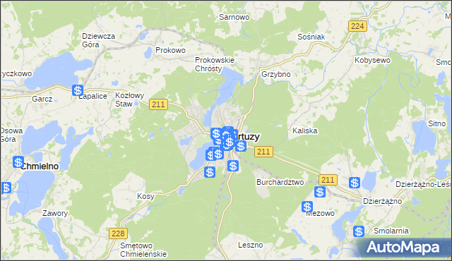 mapa Kartuzy, Kartuzy na mapie Targeo