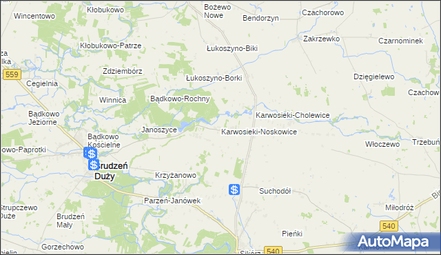 mapa Karwosieki-Noskowice, Karwosieki-Noskowice na mapie Targeo