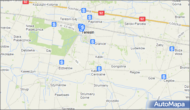 mapa Kaski gmina Baranów, Kaski gmina Baranów na mapie Targeo