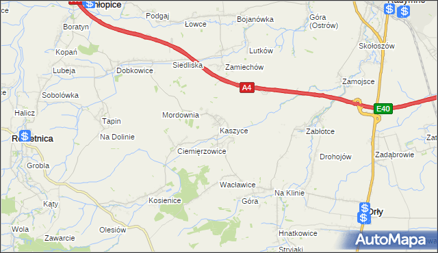 mapa Kaszyce, Kaszyce na mapie Targeo