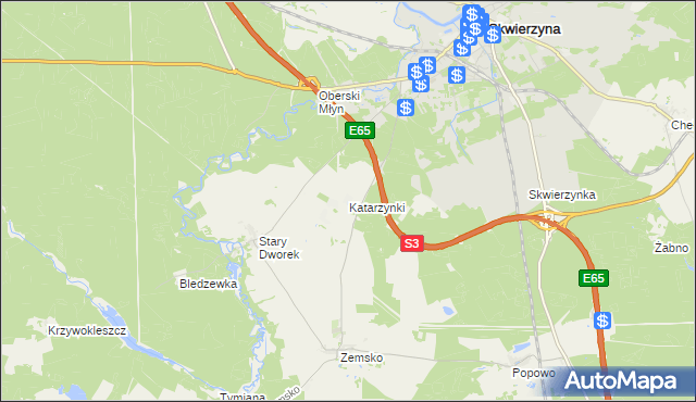 mapa Katarzynki gmina Bledzew, Katarzynki gmina Bledzew na mapie Targeo