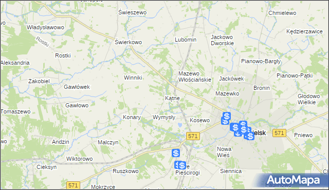 mapa Kątne gmina Nasielsk, Kątne gmina Nasielsk na mapie Targeo