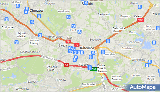 mapa Katowic, Katowice na mapie Targeo