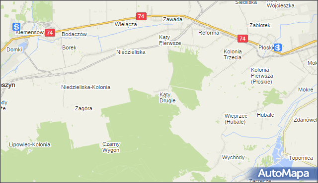 mapa Kąty Drugie, Kąty Drugie na mapie Targeo