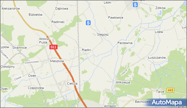 mapa Kąty gmina Jarocin, Kąty gmina Jarocin na mapie Targeo